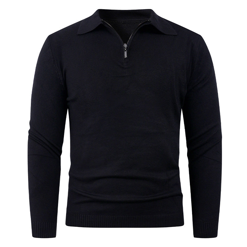 Herren Strickpullover mit halb offenem Kragen und feiner Rippenstruktur EB