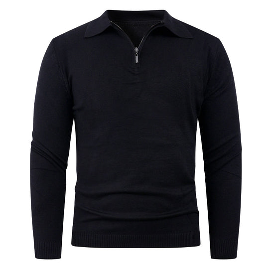 Herren Strickpullover mit halb offenem Kragen und feiner Rippenstruktur EB