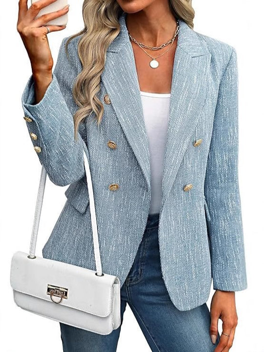 Damen Klassischer Double-Breasted Blazer mit goldenen Knöpfen EB