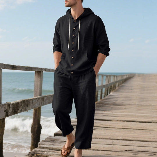 Herren lässiges Kapuzenshirt und bequeme Freizeithose im Set EB