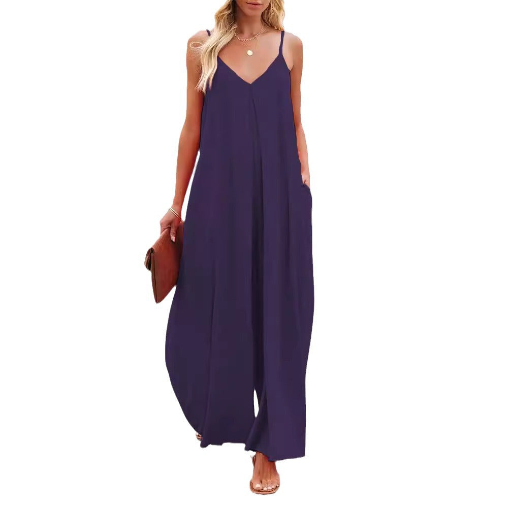 Damen Maxikleid mit v-ausschnitt und fließendem Schnitt EB