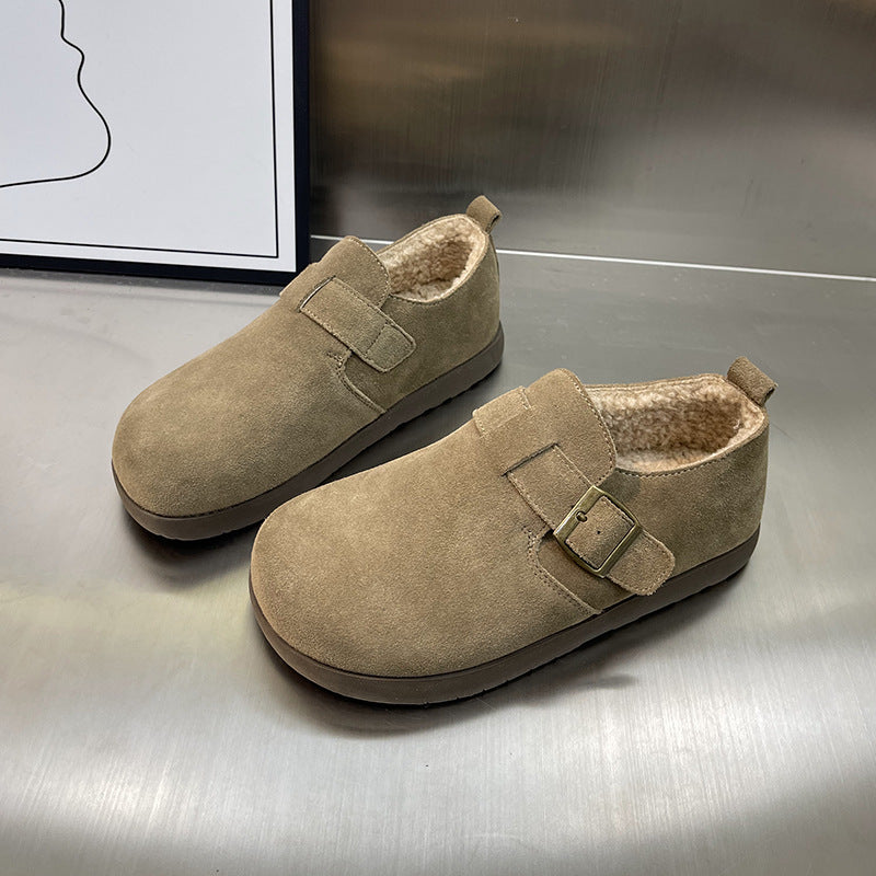 Damen Komfortable Clogs aus weichem Wildleder mit kuscheligem Innenfutter EB
