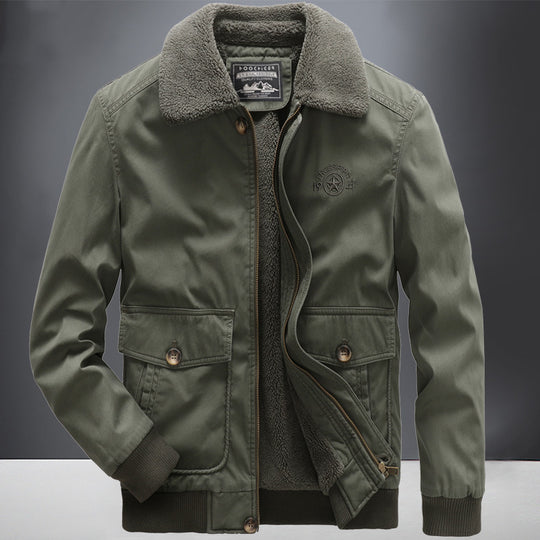 Herren Flieger-Bomberjacke mit Sherpa-Kragen und wärmender Teddyfleece-Innenlage EB
