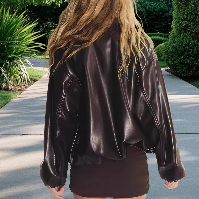 Damen Oversized Kunstlederjacke EB