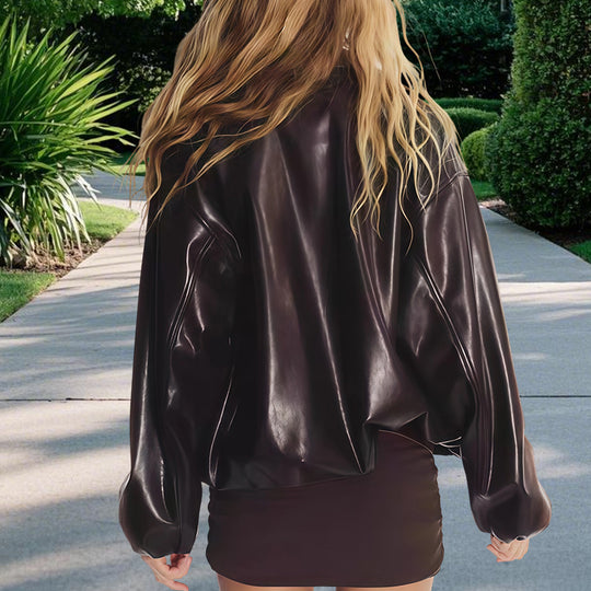 Damen Oversized Kunstlederjacke EB