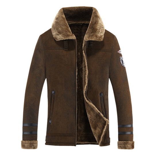 Herren Fliegerjacke mit Teddyfell-Futter und Lammfell-Optik EB