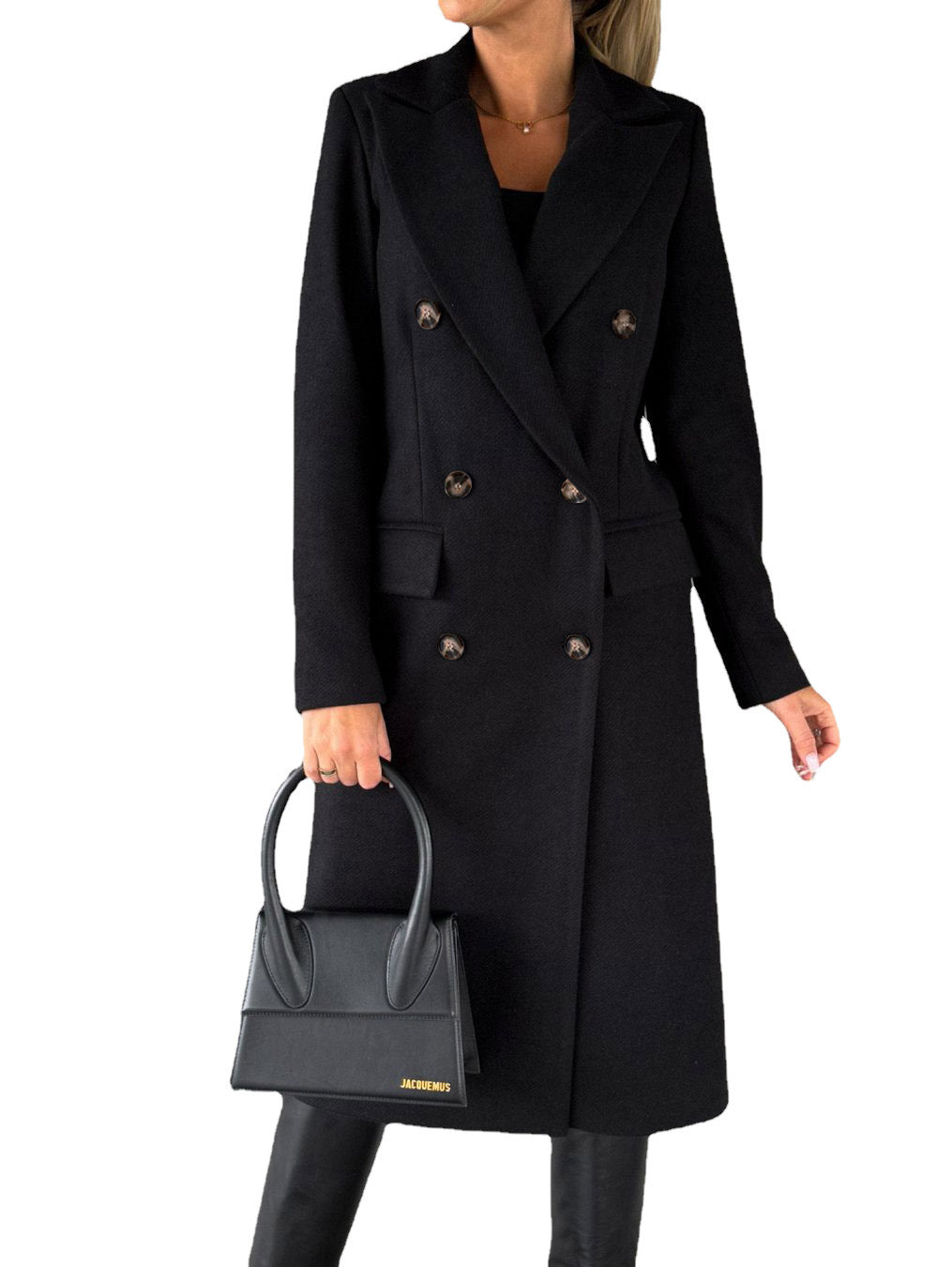 Damen eleganter Doppelreiher-Mantel mit modernem Schnitt und Taschen EB