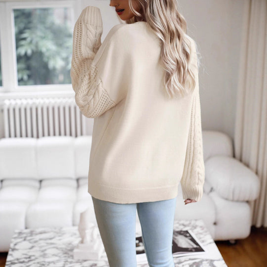 Damen Pullover mit strukturierten Ärmeln und modernem Feinstrick EB