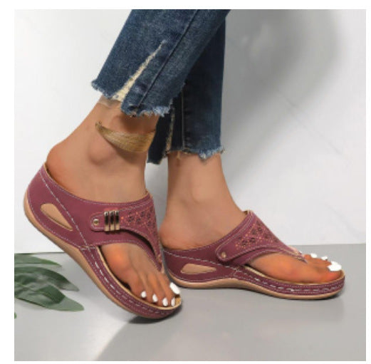Damen Bequeme Zehentrenner-Sandalen mit anatomischem Fußbett und verstellbarem Riemendesign EB