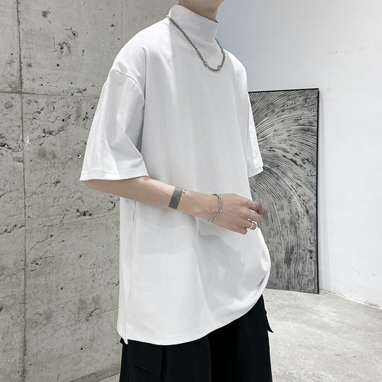 Herren nan oversized Rollkragen-T-Shirt mit halblangen Ärmeln und lässiger Boxy-Passform EB