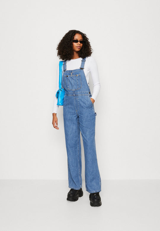 Damen Denim-Latzhose mit weitem Bein und verstellbaren Trägern EB