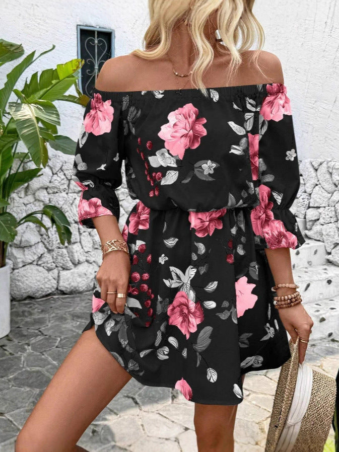 Damen Boho Kleid mit Blumenmuster EB