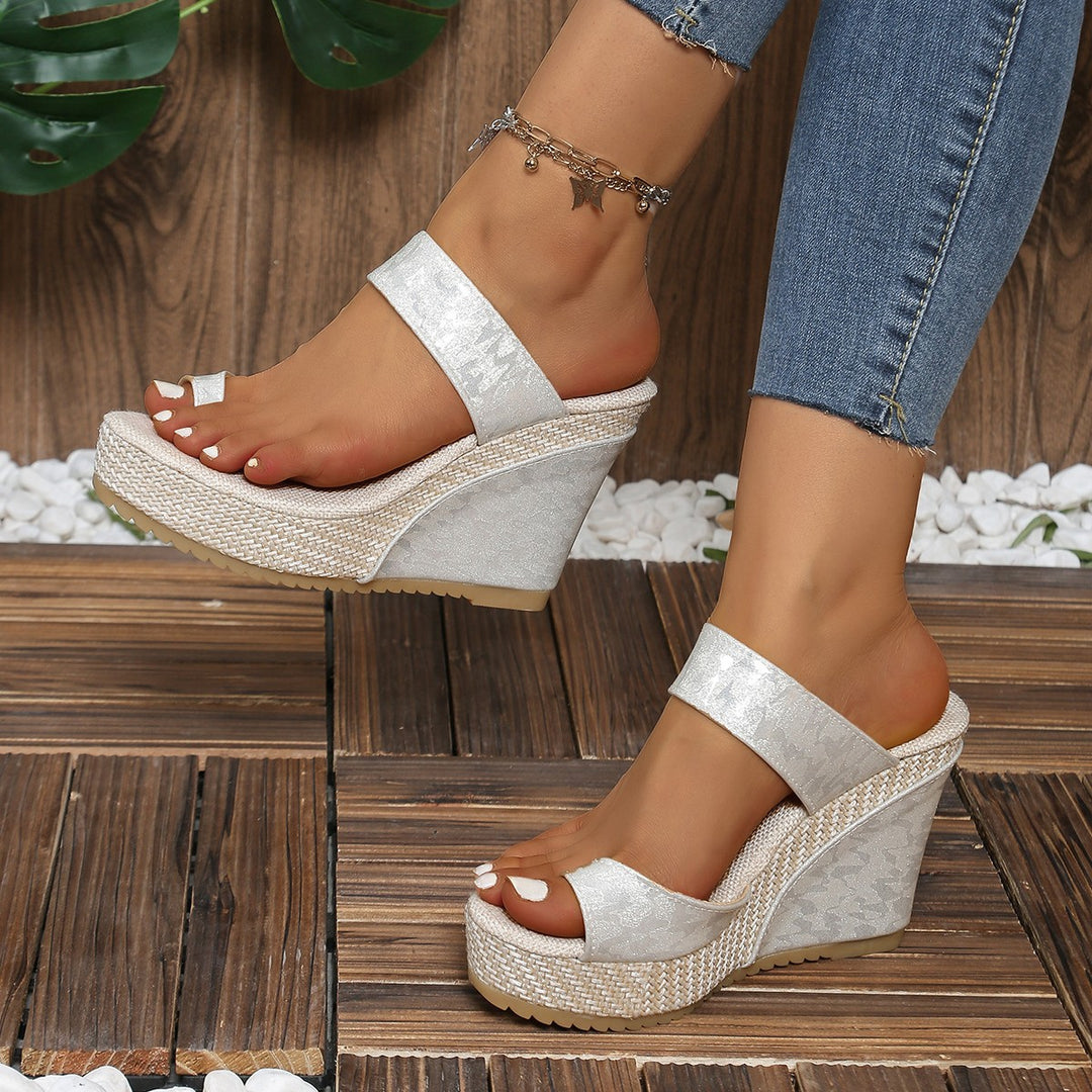 Damen Wedge-Pantoletten mit modischem Glitzer-Design und komfortabler Jute-Sohle EB