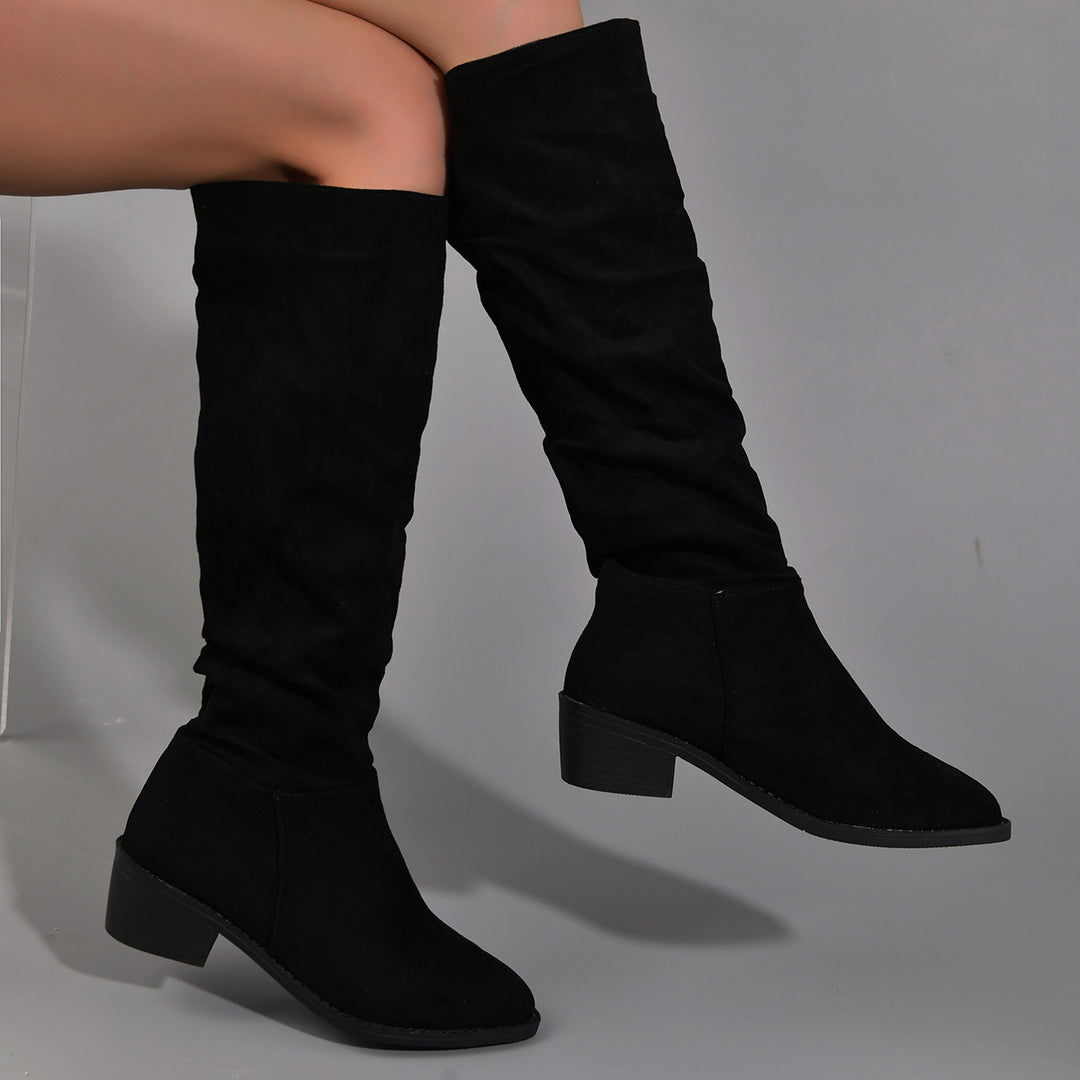 Damen modische Overknee-Stiefel aus weichem Wildleder EB