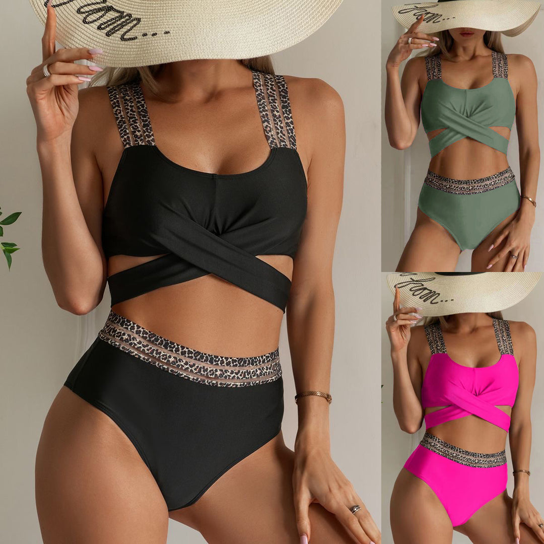 Damen Hochgeschchnittener Bikini mit stilvollen Tiermotiv-Details EB