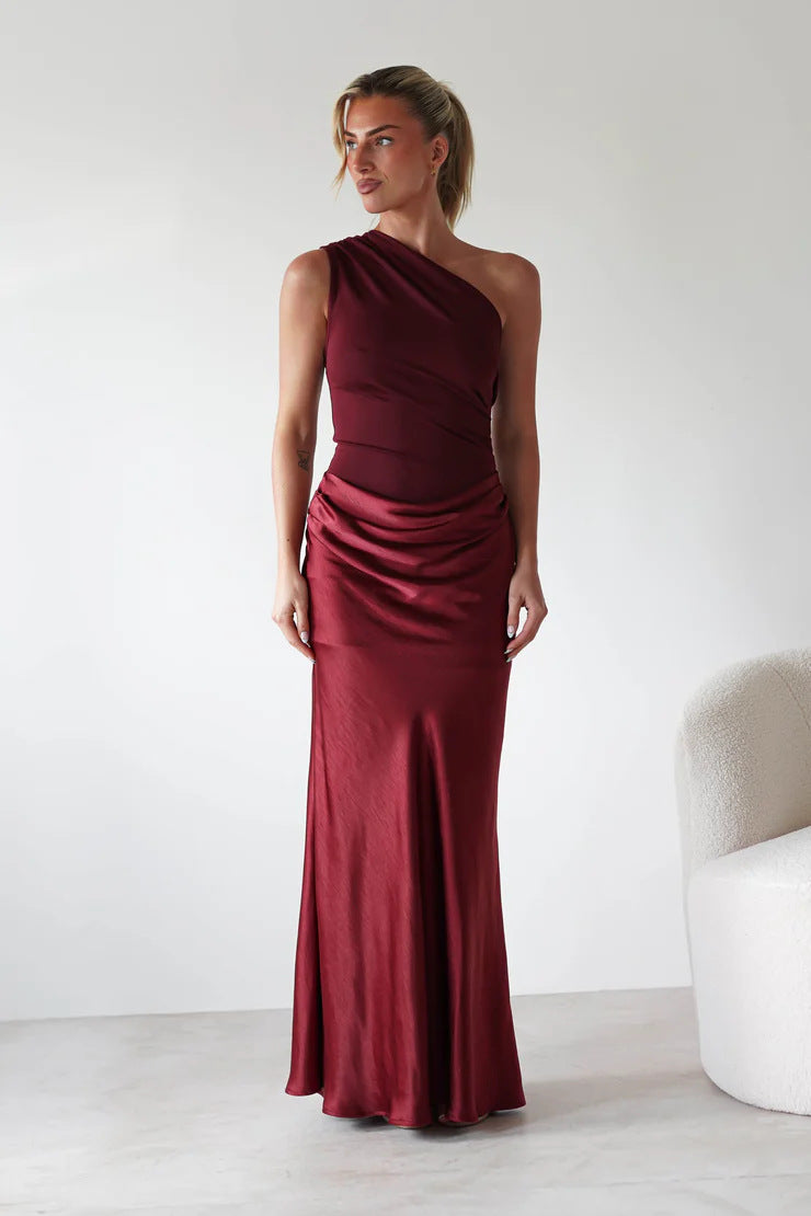 Damen Abendkleid mit asymmetrischem Schnitt und elegantem Drapierungsdesign EB