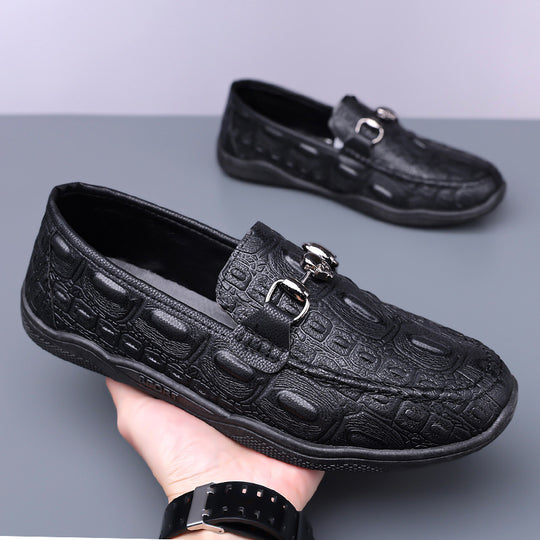 Herren Mokassins mit elegantem Krokodilprägung und komfortablem Fußbett EB