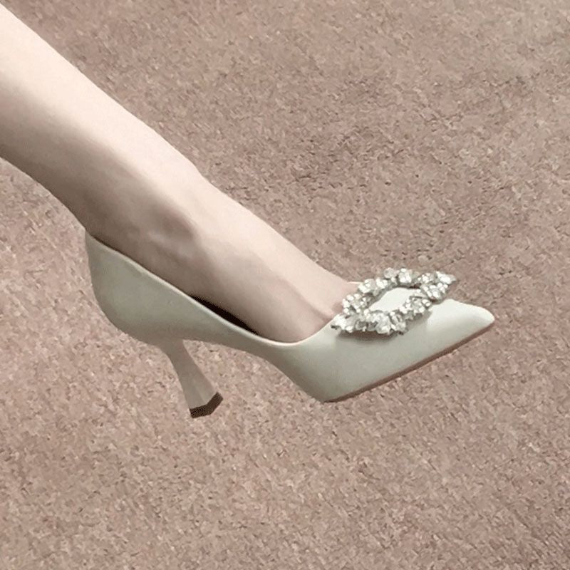 Damen elegante Stiletto-Pumps mit funkelndem Schnallenakzent EB