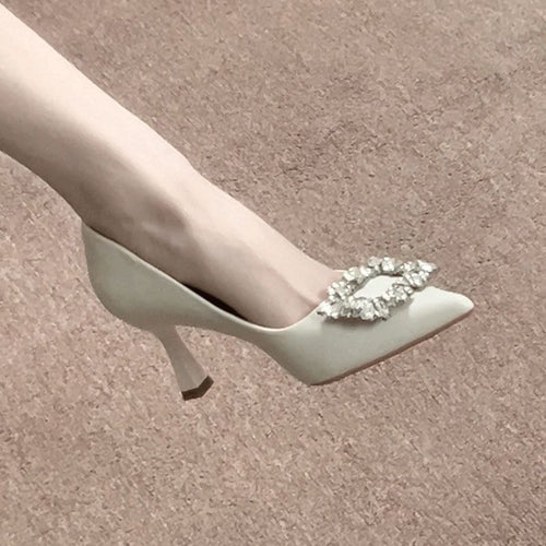 Damen elegante Stiletto-Pumps mit funkelndem Schnallenakzent EB