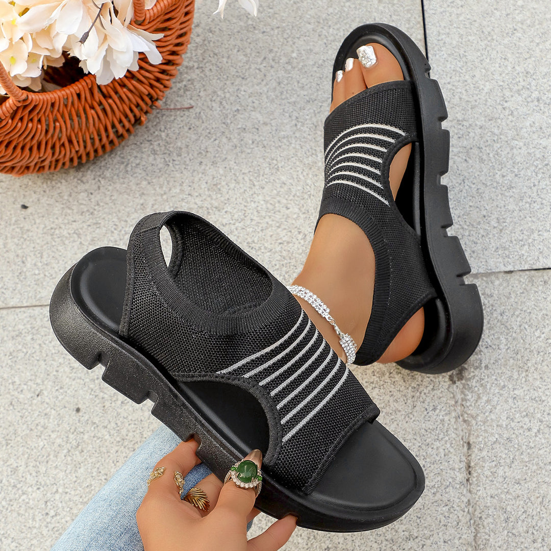 Damen sportive Sandalen mit atmungsaktivem und elastischem Design EB