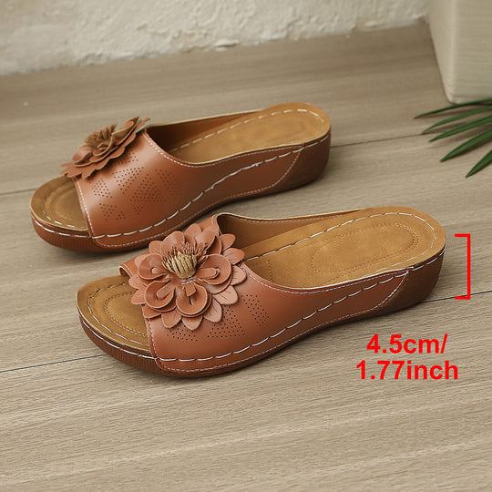 Damen Wedge-Pantoletten mit floralem Detail EB
