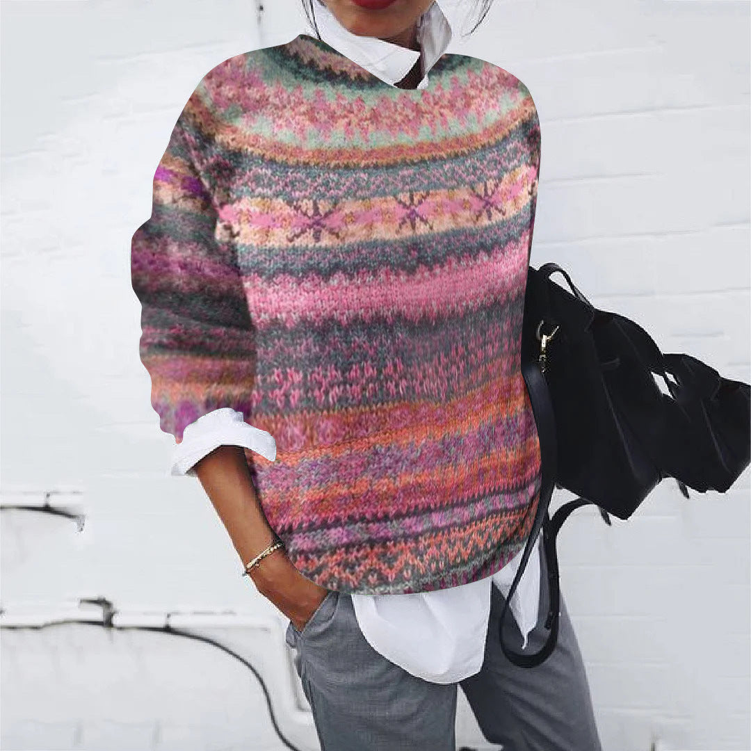 Damen Gemusterter Pullover mit modernem Strickdesign EB