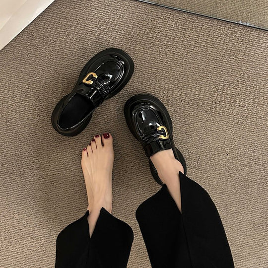 Damen modische Loafers mit dekorativer Schnalle und voluminöser Sohle EB