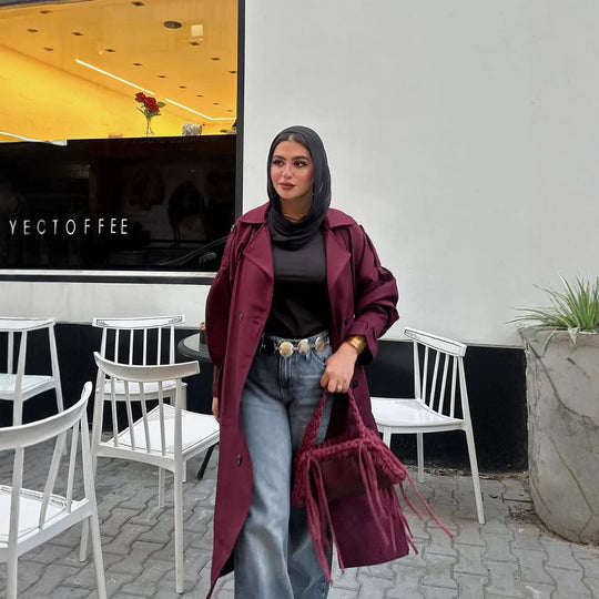 Damen trendiger Trenchcoat mit stilvollem Schnitt und praktischen Taschen EB