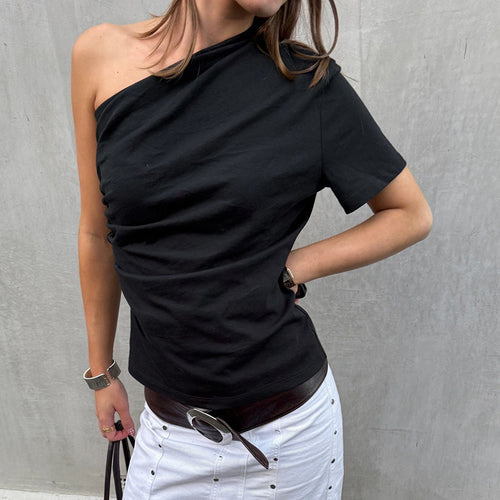 Damen asymmetrisches Kurzarmshirt mit elegantem Schnitt EB