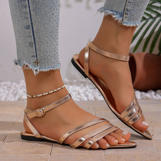 Damen elegante Riemchen-Sandalen mit spitzem Fuß EB