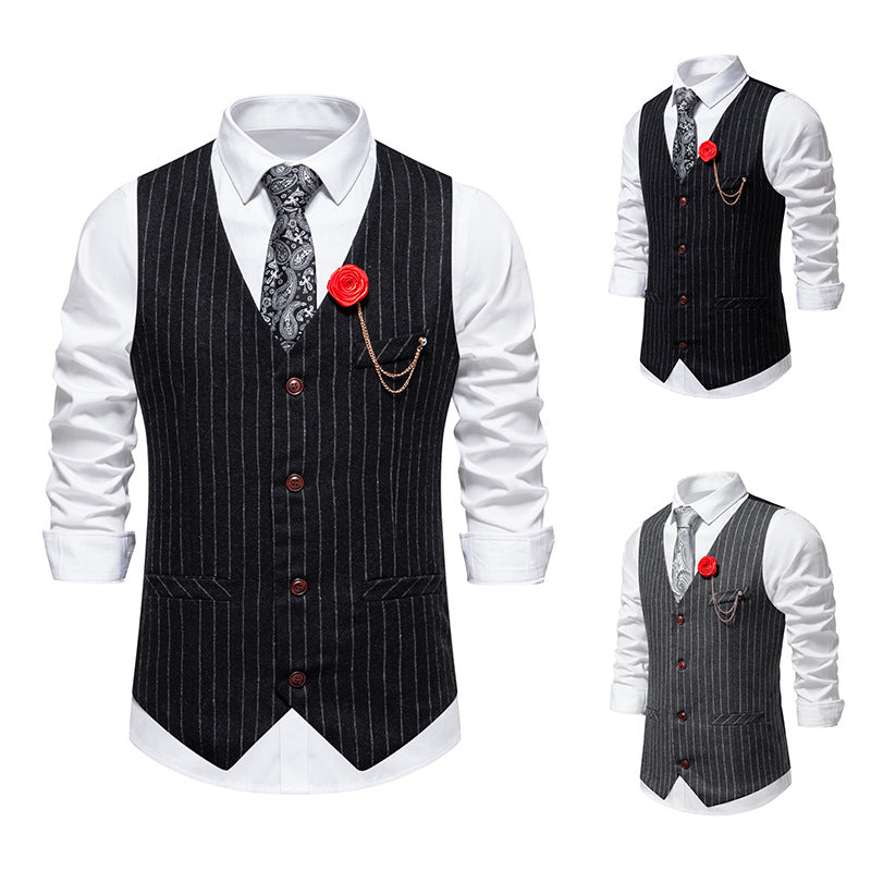 Herren elegante Weste mit schmalem Hahnentrittmuster und asymmetrischen Akzenten EB