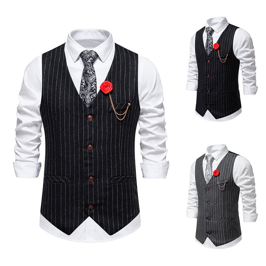 Herren elegante Weste mit schmalem Hahnentrittmuster und asymmetrischen Akzenten EB