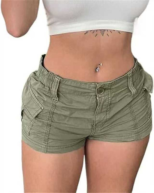 Damen bequeme Cargo-Shorts mit elastischem Bund und praktischen Taschen EB