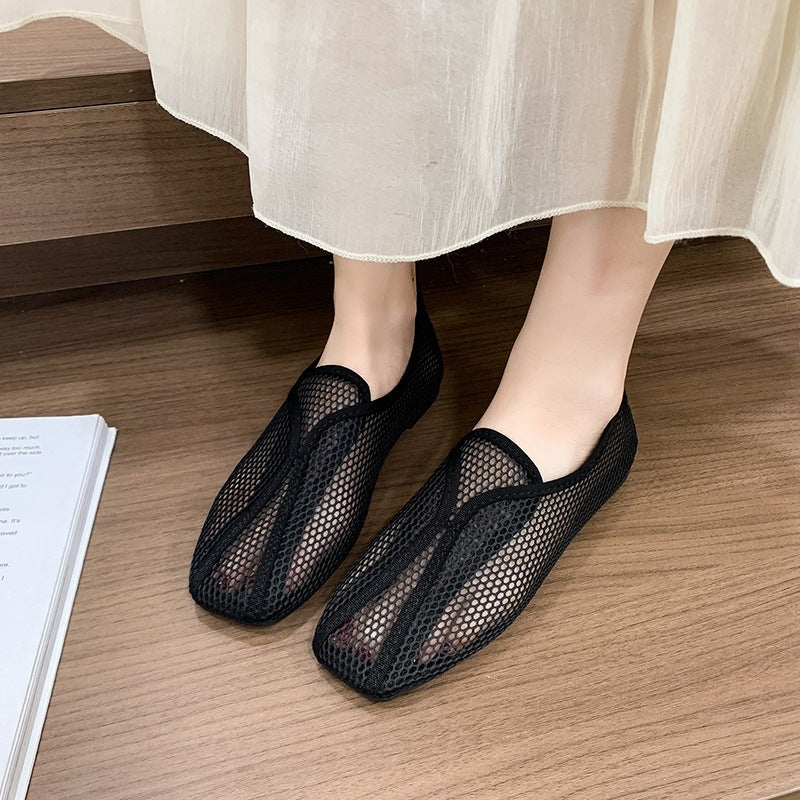 Damen Slip-On Ballerinas aus atmungsaktivem Netzmaterial EB