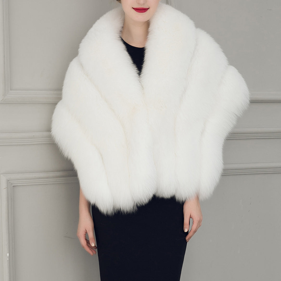 Damen luxuriöser Eleganter Kunstpelz-Cape EB
