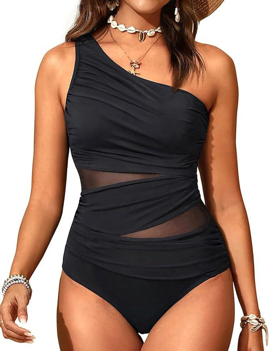 Damen stilvoller Badeanzug mit asymmetrischem Schnitt EB