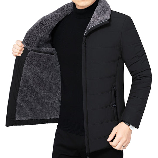 Herren Wattierte Winterjacke mit weichem Plüschfutter, Stehkragen und schmaler Steppung EB