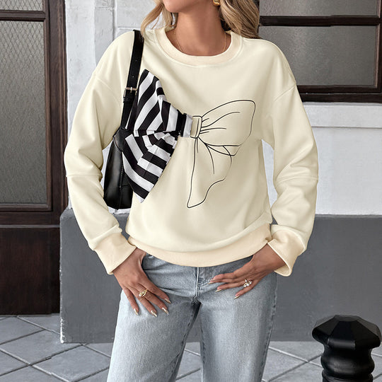 Damen Sweatshirt mit einzigartigem Schleifenmotiv EB