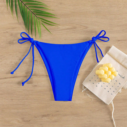 Damen Hoch geschnittene Bikini-Hose mit verstellbaren Bindebändern EB