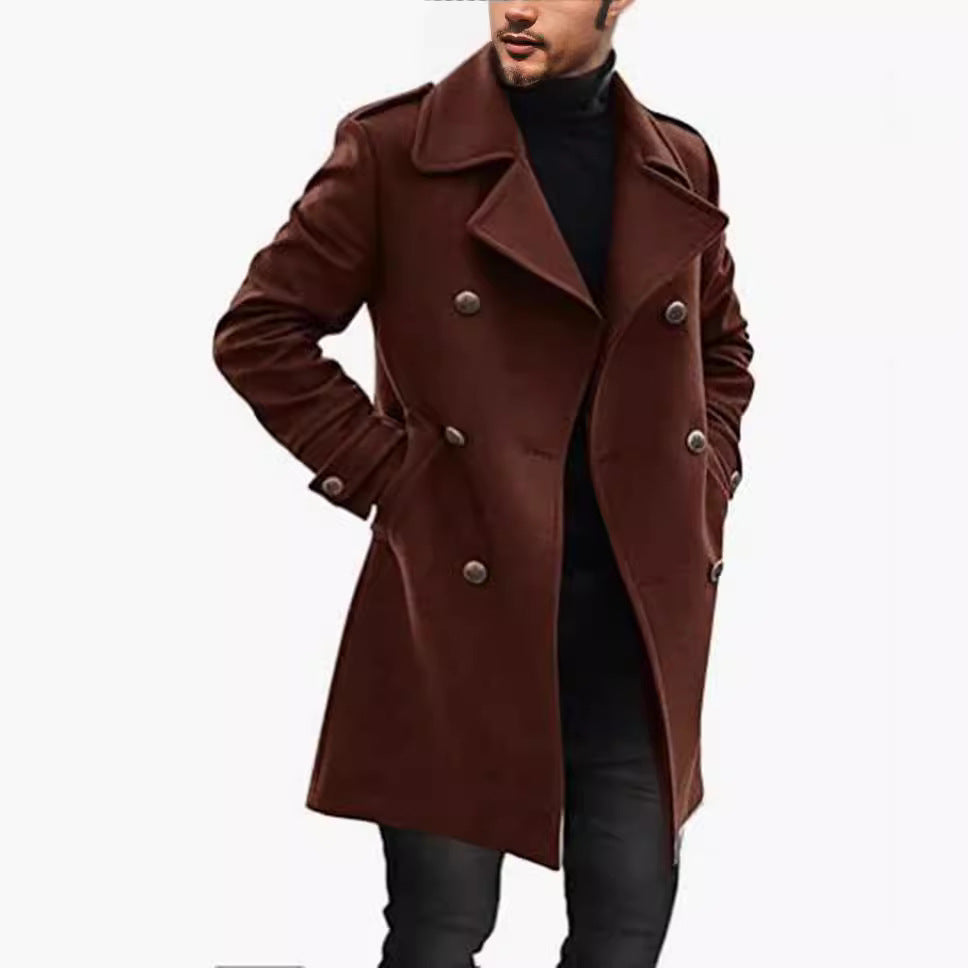 Herren eleganter, doppelreihiger Wollmantel EB