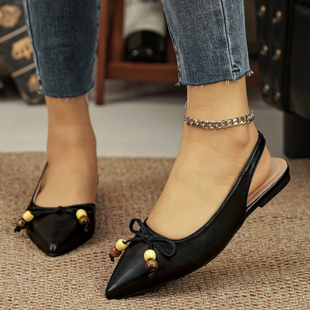 Damen Slingback-Ballerinas mit eleganter Schleifenapplikation und attraktivem Schmuckdetail EB