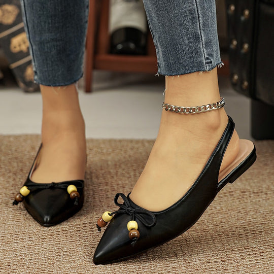Damen Slingback-Ballerinas mit eleganter Schleifenapplikation und attraktivem Schmuckdetail EB