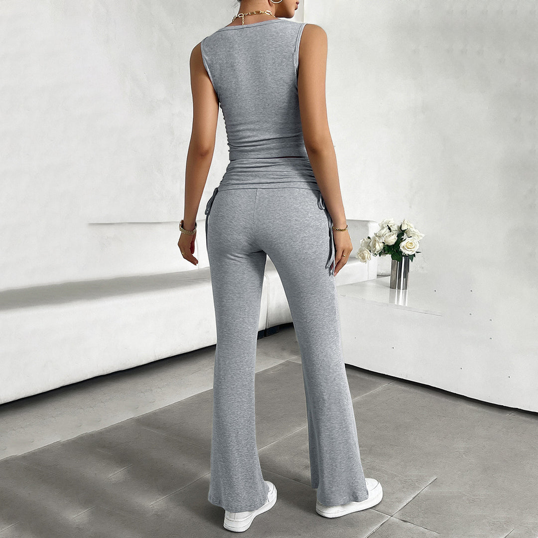 Damen funktionale Kombination aus ärmellosem Top und fließenden Hose EB