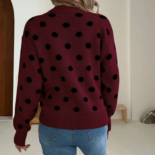 Damen Grobstrickpullover mit gepunktetem Muster und lässigem Schnitt EB