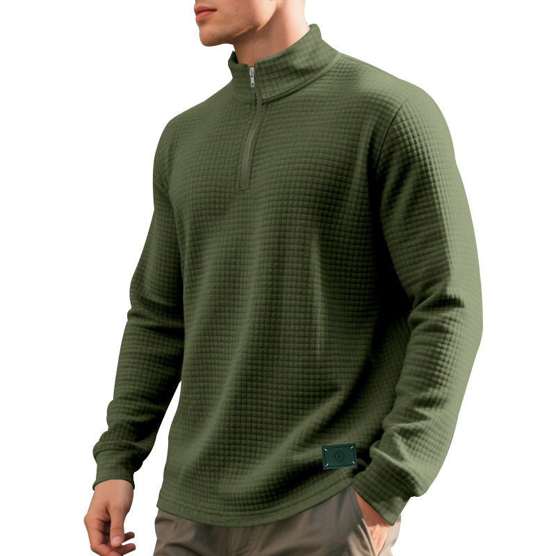 Herren Pullover mit Reißverschluss und strukturiertem Design EB