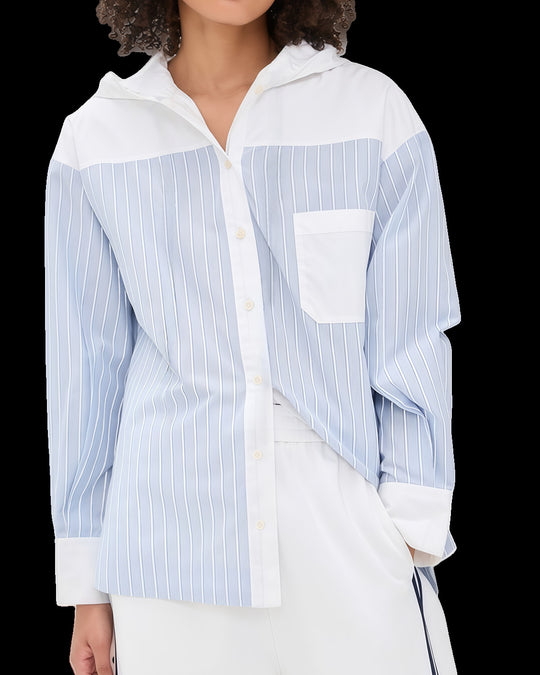 Damen elegante Satinbluse mit Puffärmeln und modernem Kragen EB