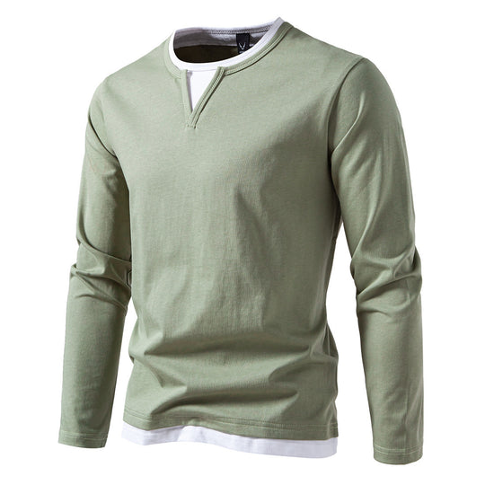 Herren Langarmshirt mit modernem V-Ausschnitt und coolen Layering-Details EB