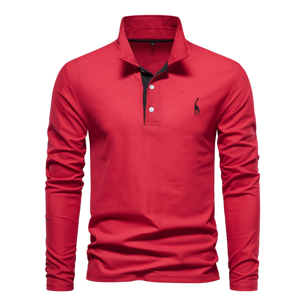 Herren Langarm Poloshirt mit modernem Kragen und atmungsaktiver Baumwollqualität EB