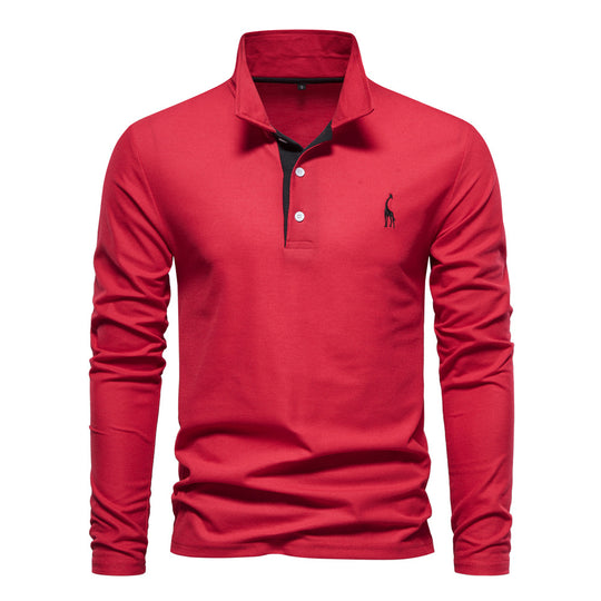 Herren Langarm Poloshirt mit modernem Kragen und atmungsaktiver Baumwollqualität EB