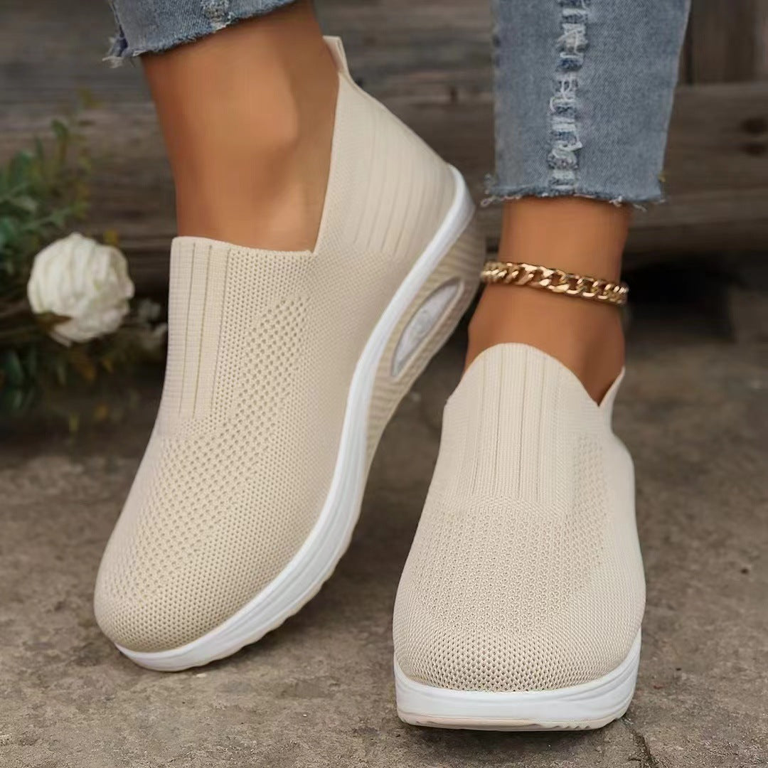 Damen atmungsaktive Slip-On Sneakers mit elastischem Obermaterial EB